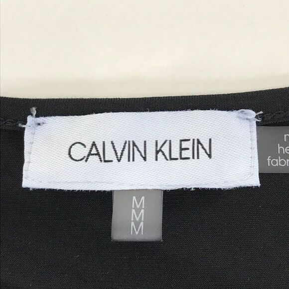 Calvin Klein Sheer Sleeve Blouse Women's Size Medium Black Stretch Career Party - Picture 9 of 12